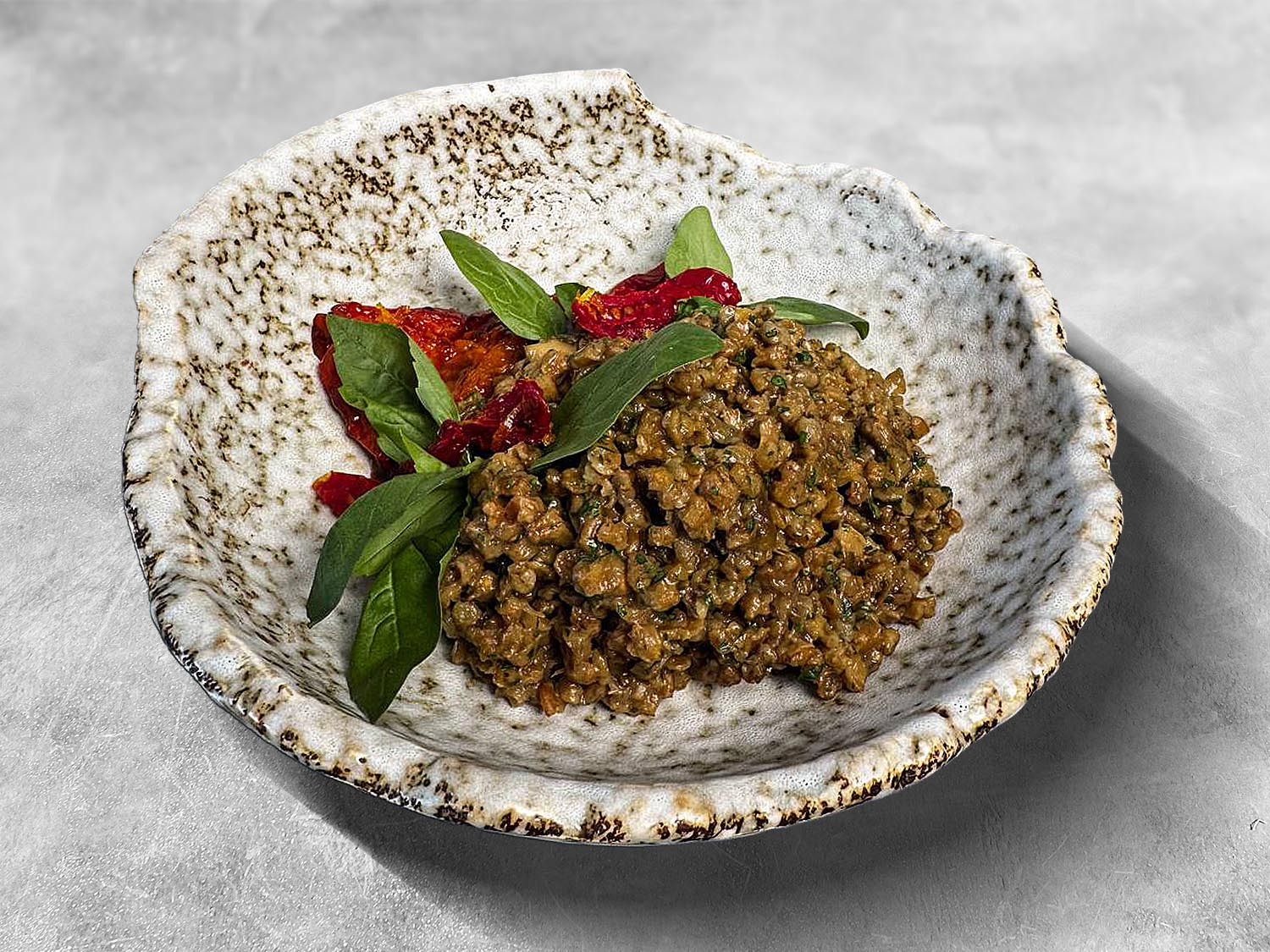 Ризотто из подкопченной полбы с грибами