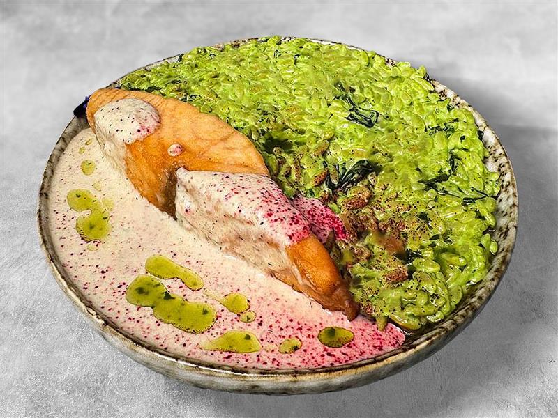 Лосось с орзо